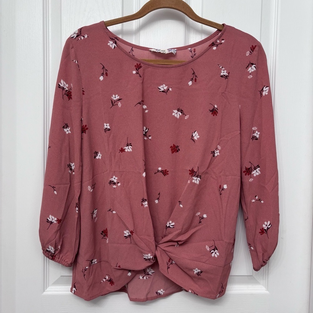 Dusty Rose Floral Twist-Front Blouse | Pink Republic M - Picture 8 of 8